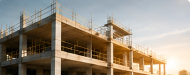 Estructura de edificio en construcción durante el seguimiento de obra
